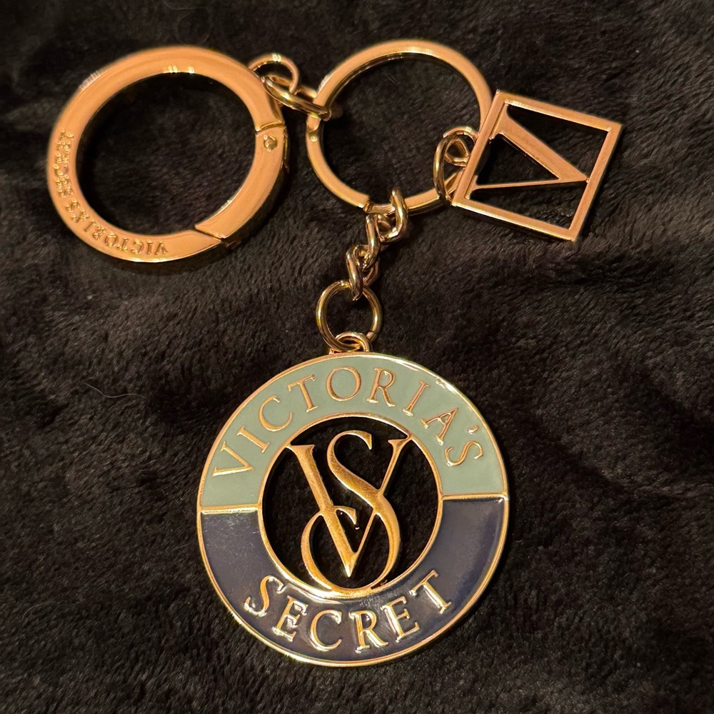 Victoria's Secret Gold and Navy Key Holder Bag Charm Key Chain